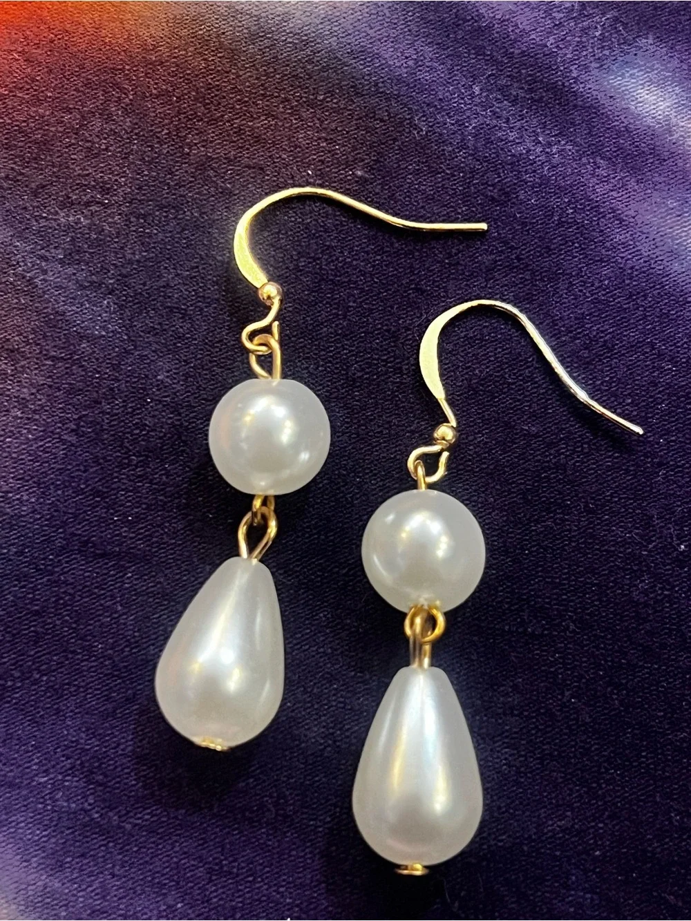 Classic Pearl Drop Earrings - Gold Hooks
